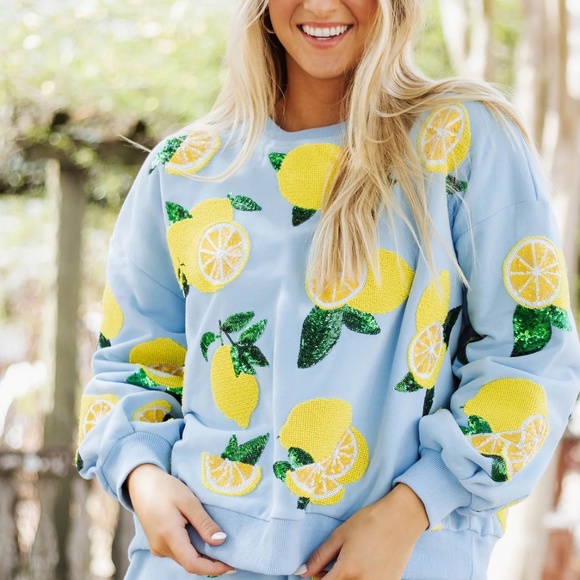 QUEEN OF SPARKLES Tops Nwt Queen Of Sparkles Lemon Sweatshirt